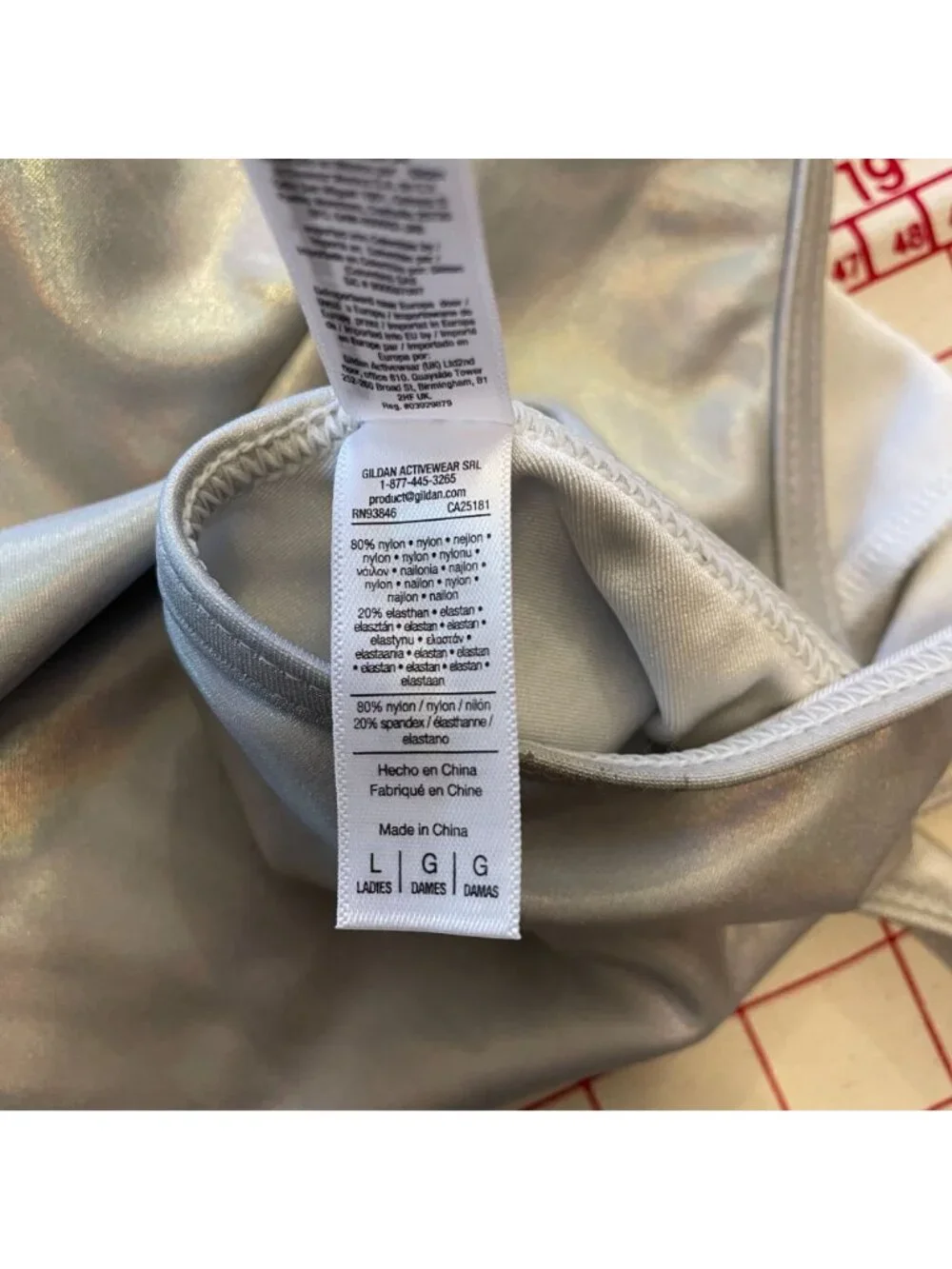 American Apparel Iridescent Silver Halter Neck Full Leg Unitard Bodysuit Size L - Picture 6 of 7